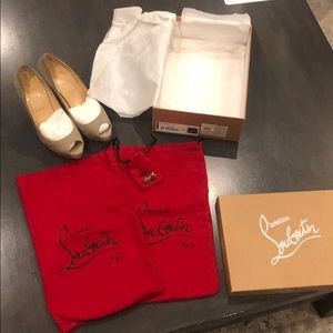 Slightly worn Christian Louboutin suede heels